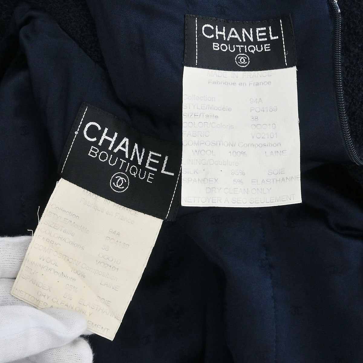 Chanel 1994 Setup Suit Jacket Skirt Navy #38