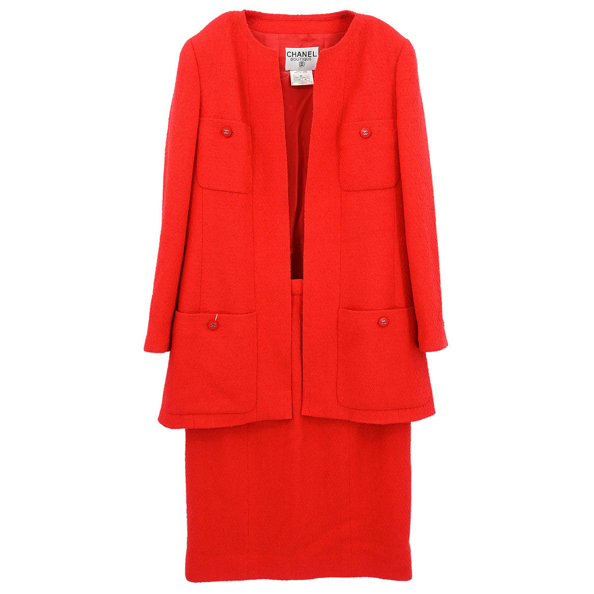 Chanel 1996 Setup Suit Jacket Skirt Red #40
