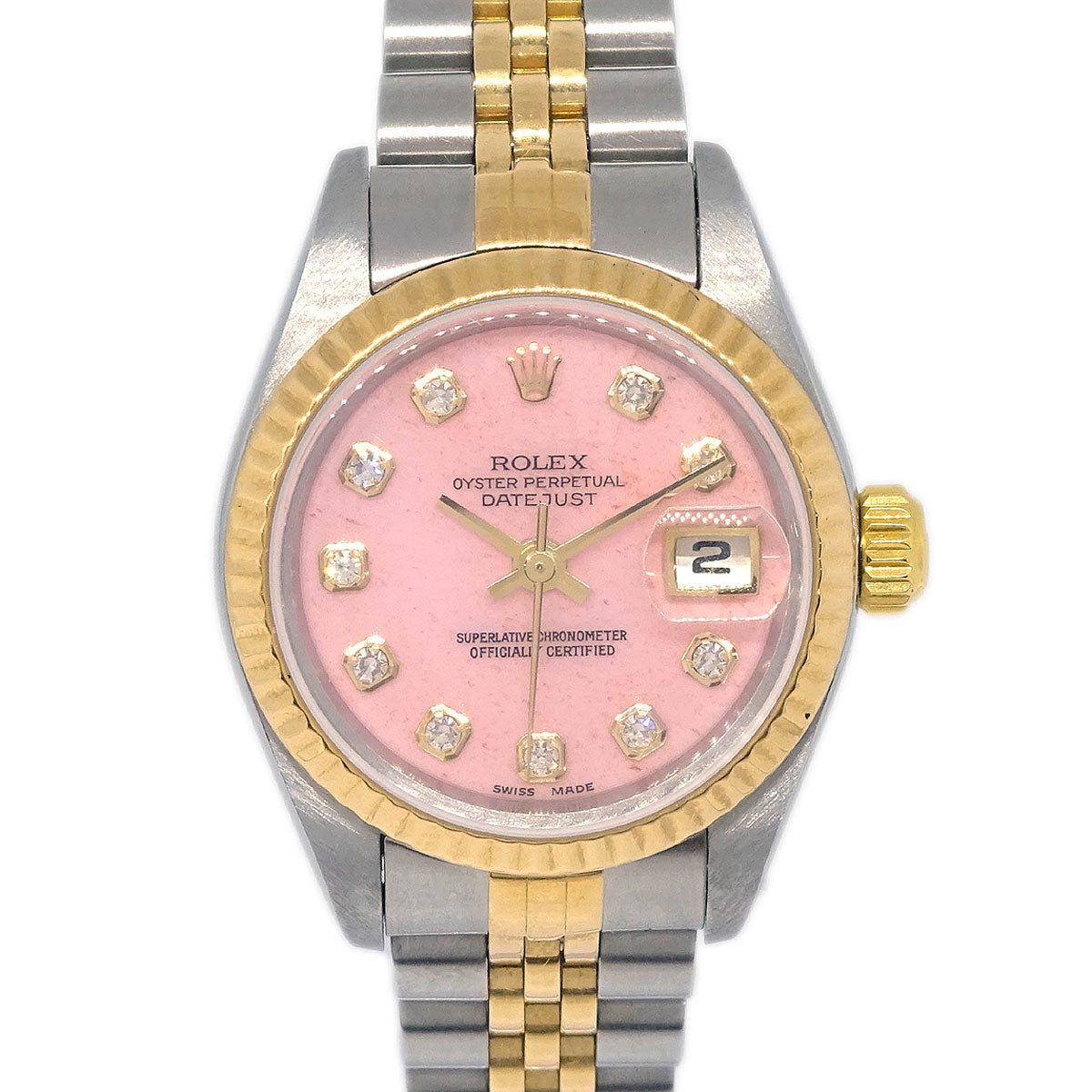 Rolex Oyster Perpetual Datejust 26mm Ref.79173OPG Watch 18KYG SS Diamond