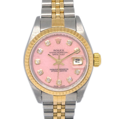 Rolex Oyster Perpetual Datejust 26mm Ref.79173OPG Watch 18KYG SS Diamond