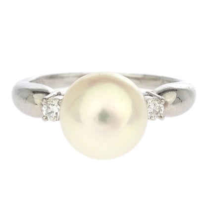 Tasaki Ring Pt900 Genuine Pearl Diamond Silver #49