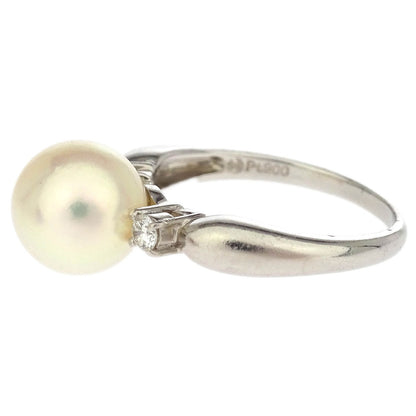 Tasaki Ring Pt900 Genuine Pearl Diamond Silver #49
