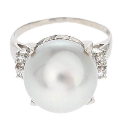 Tasaki Ring Pt900 Genuine Pearl Diamond Silver #52