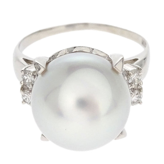 Tasaki Ring Pt900 Genuine Pearl Diamond Silver #52