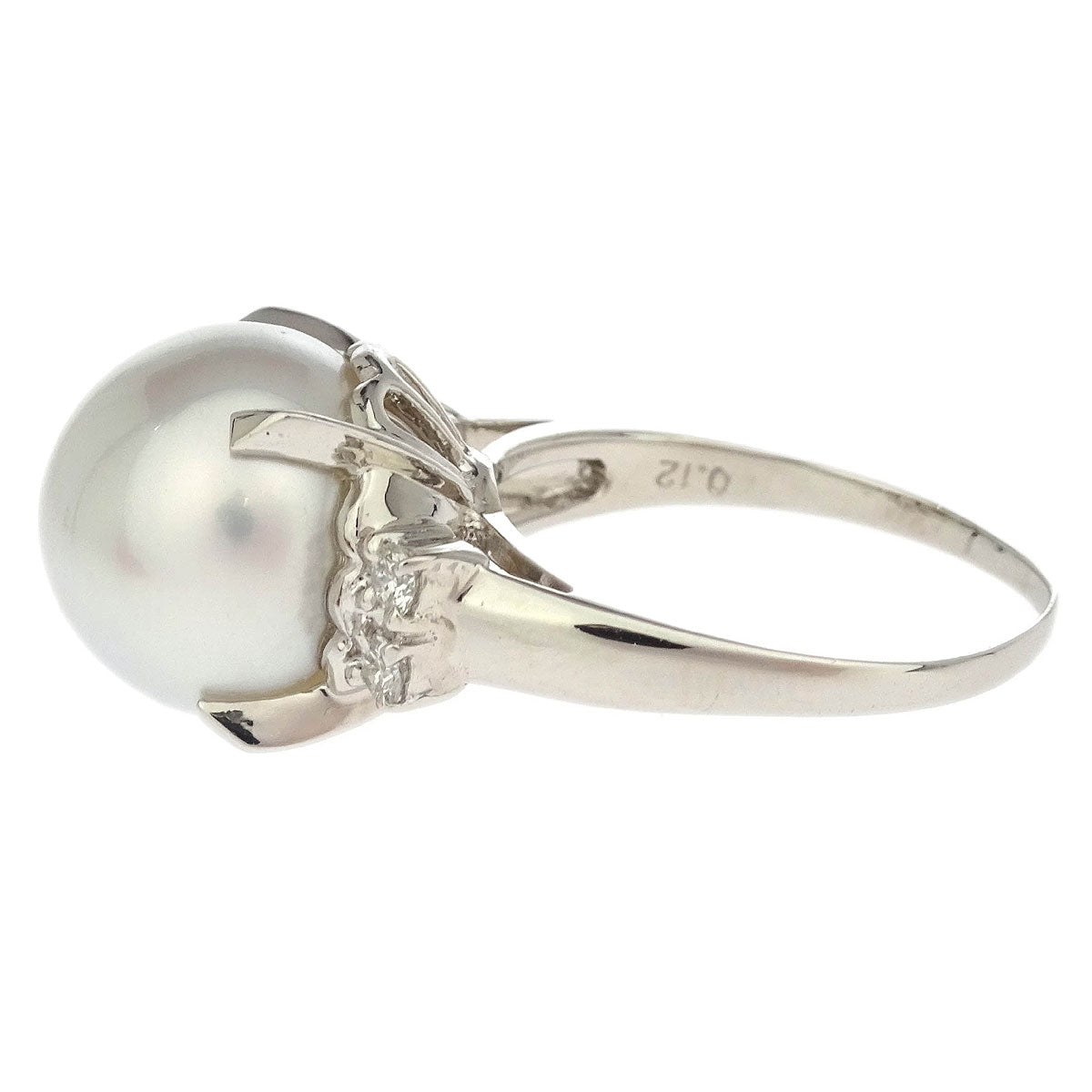 Tasaki Ring Pt900 Genuine Pearl Diamond Silver #52