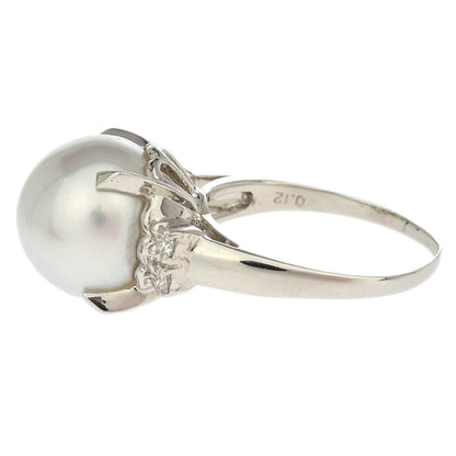 Tasaki Ring Pt900 Genuine Pearl Diamond Silver #52