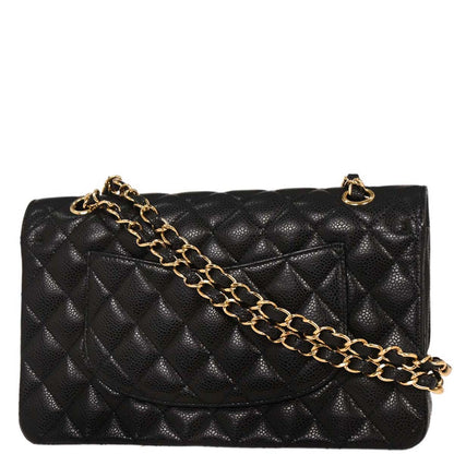 Chanel 2009-2010 Black Caviar Medium Classic Double Flap Shoulder Bag