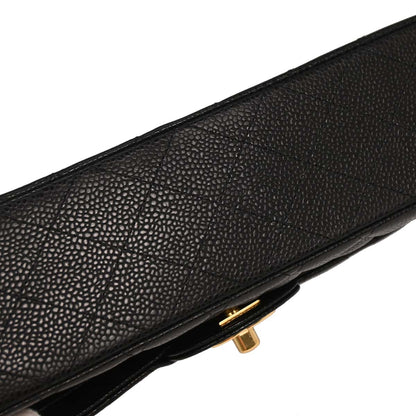 Chanel 2009-2010 Black Caviar Medium Classic Double Flap Shoulder Bag