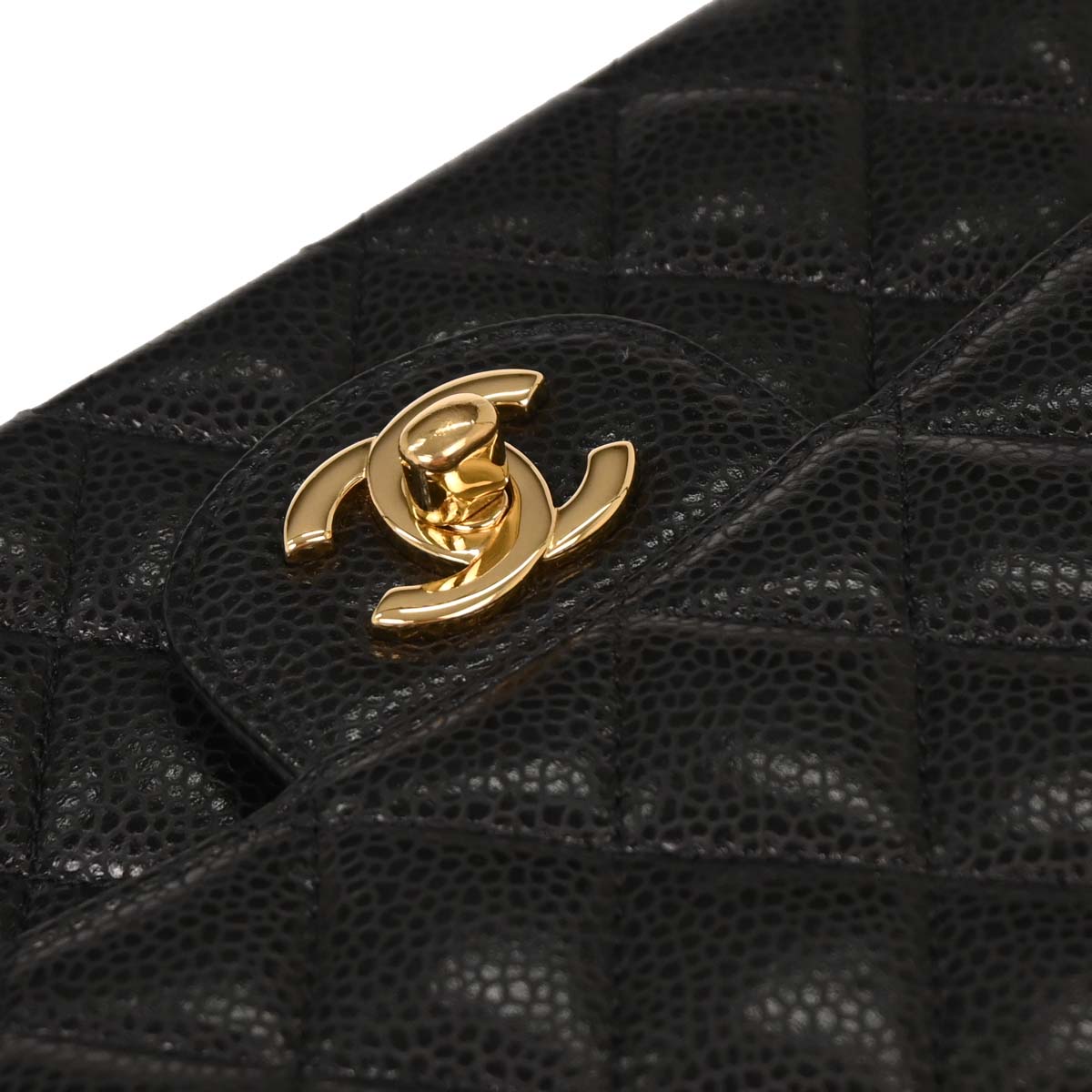 Chanel 2009-2010 Black Caviar Medium Classic Double Flap Shoulder Bag
