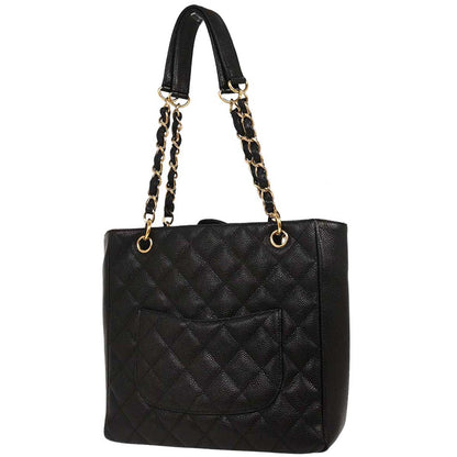 Chanel 2004-2005 Black Caviar Petite Shopping Tote PST Chain Handbag