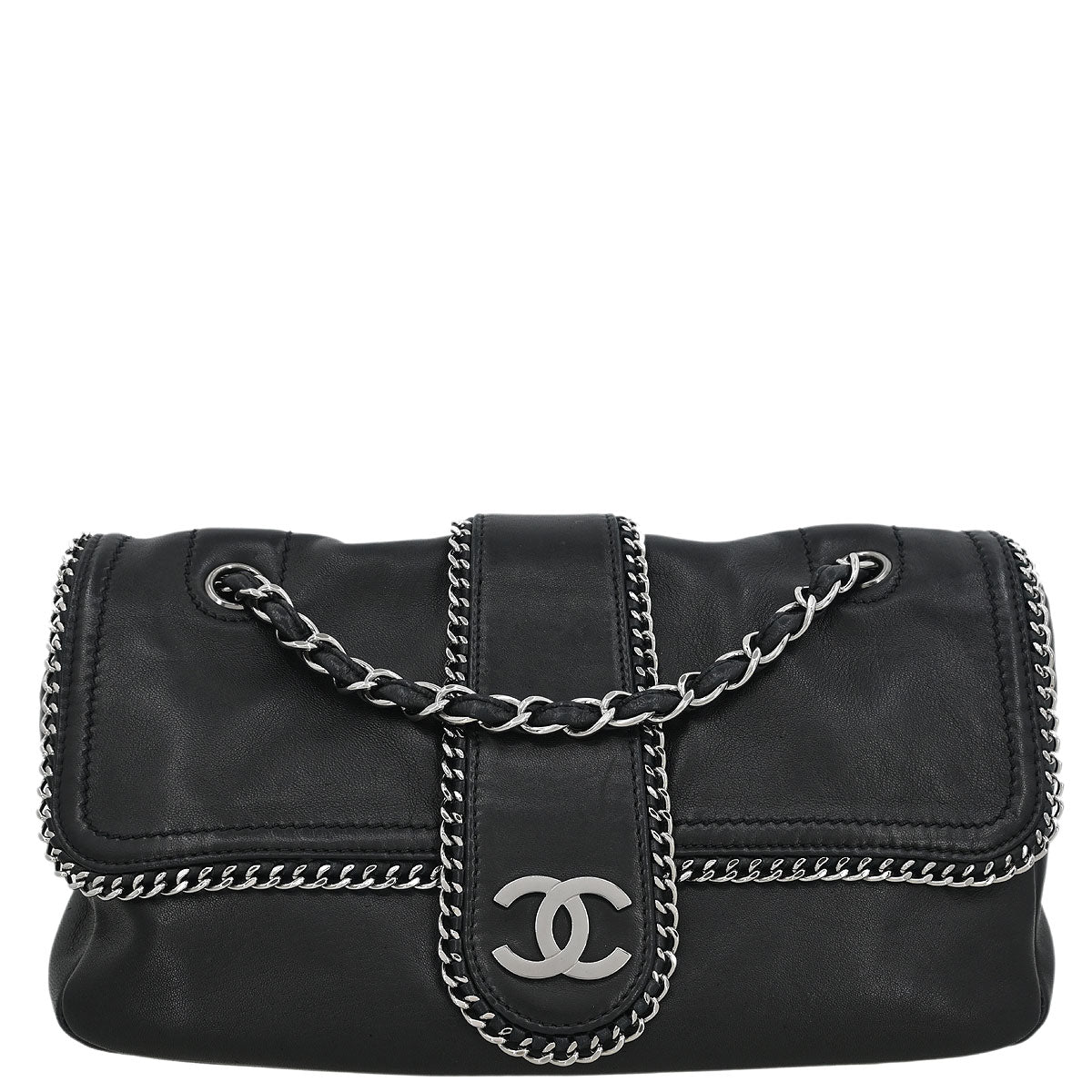 Chanel Black Calfskin Luxury Line Madison Flap Shoulder Bag