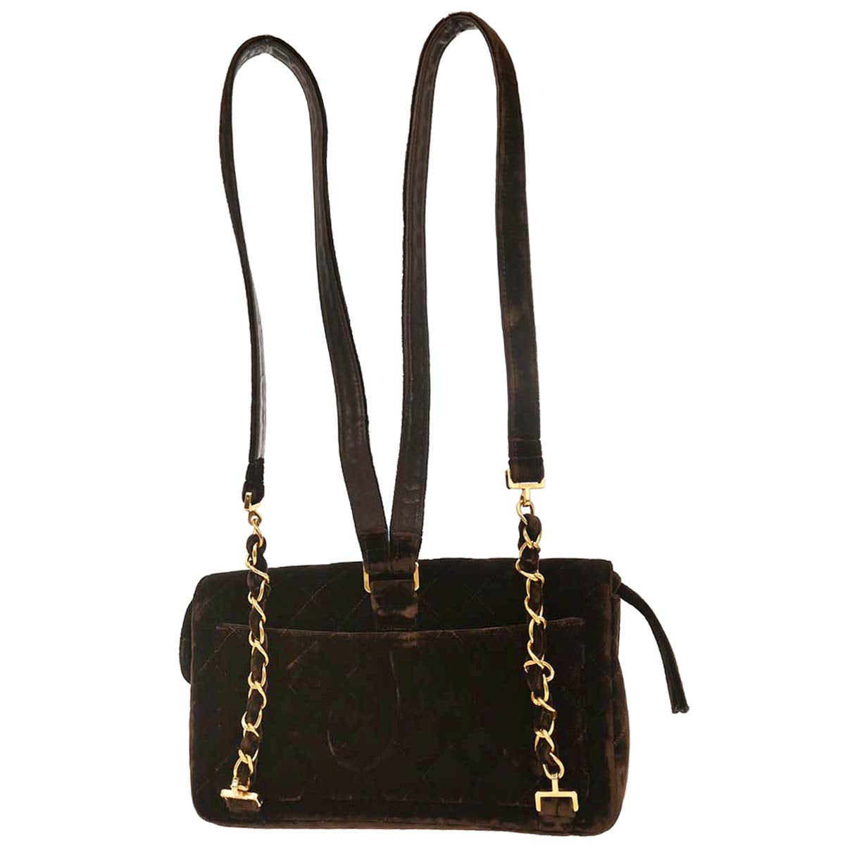 Chanel Brown Velvet Chain Backpack