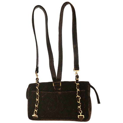 Chanel Brown Velvet Chain Backpack