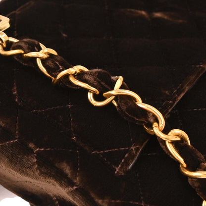 Chanel Brown Velvet Chain Backpack