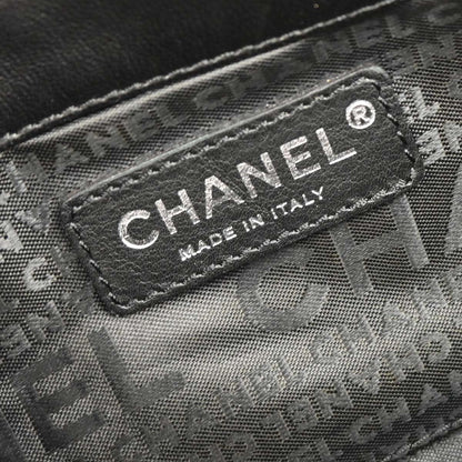 Chanel Black Lambskin Choco Bar Camellia Handbag