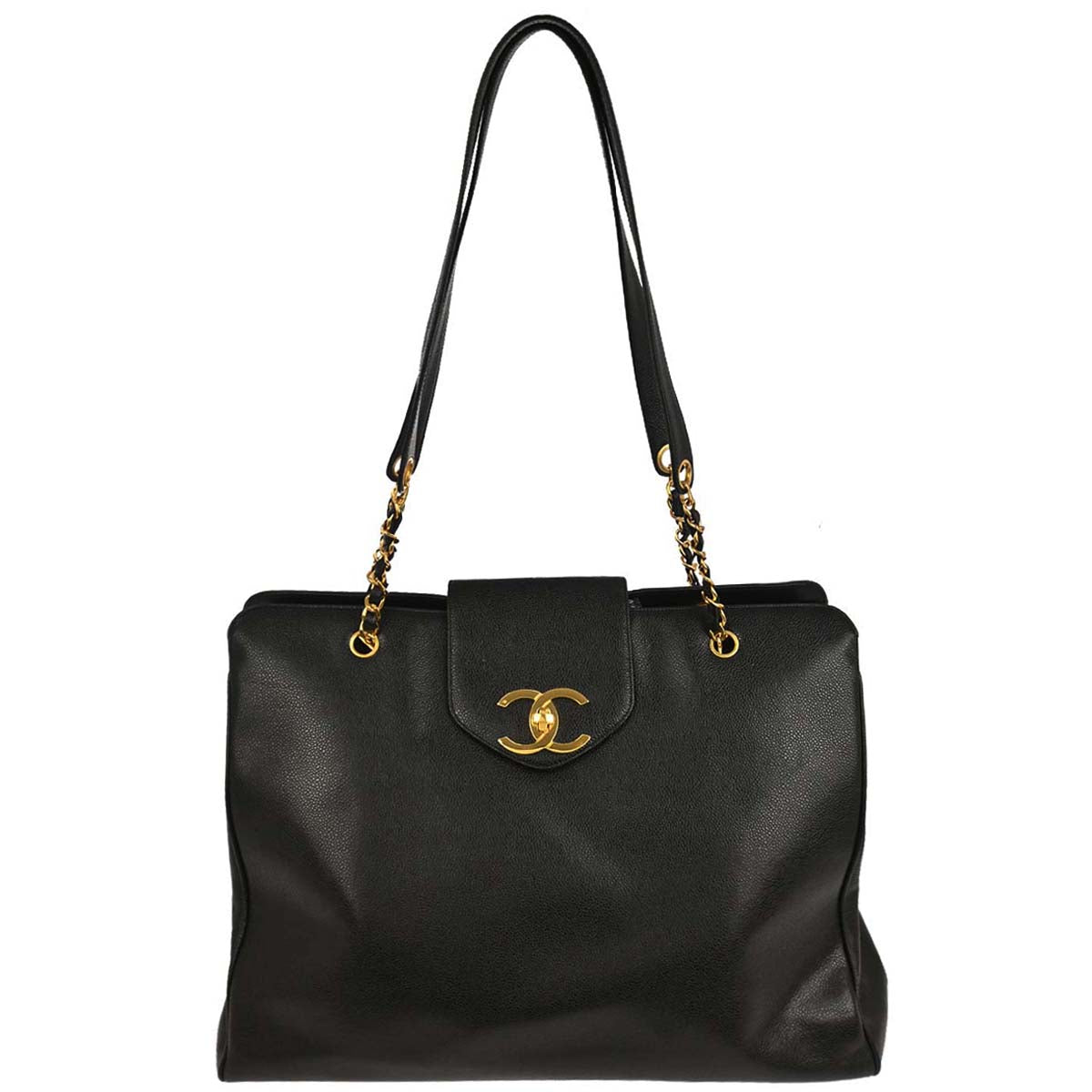 Chanel Black Caviar Supermodel Tote Shoulder Bag