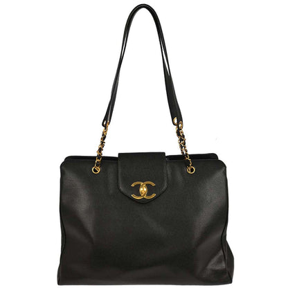Chanel Black Caviar Supermodel Tote Shoulder Bag