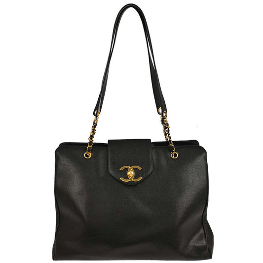 Chanel Black Caviar Supermodel Tote Shoulder Bag