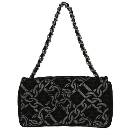 Chanel Black Canvas Chain Print Handbag
