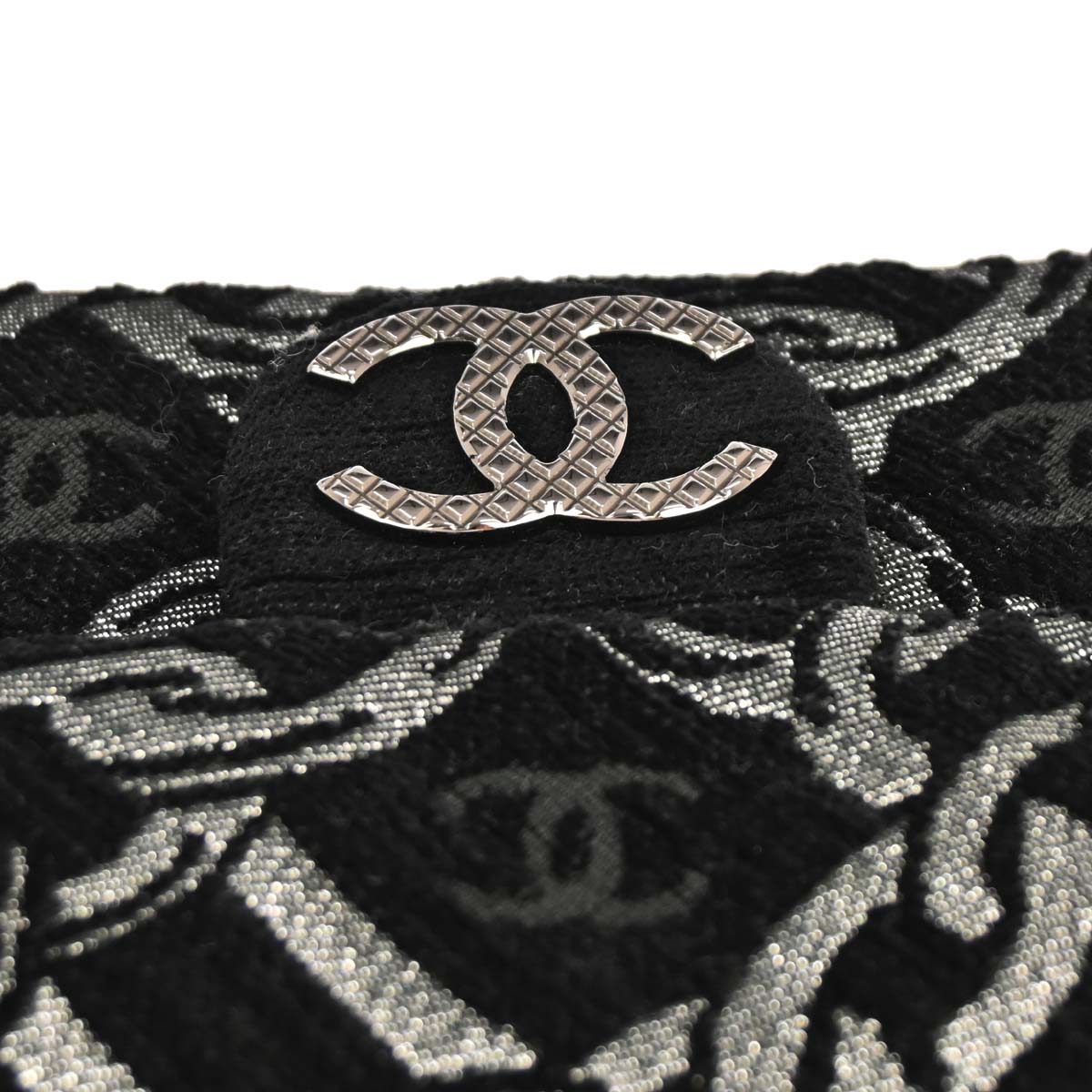 Chanel Black Canvas Chain Print Handbag