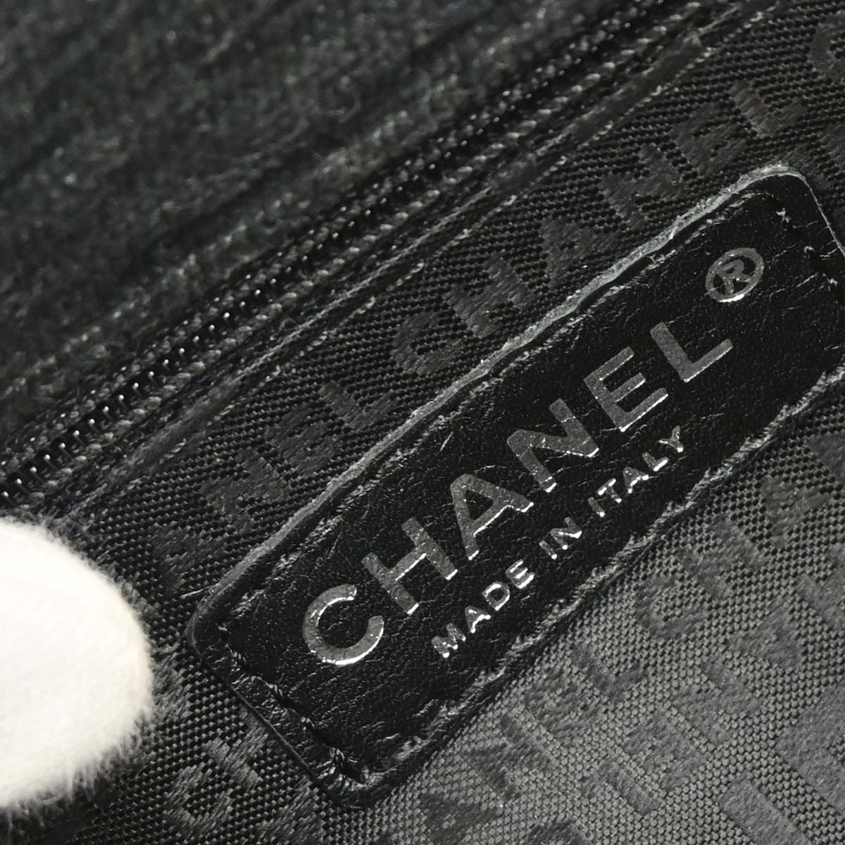 Chanel Black Canvas Chain Print Handbag