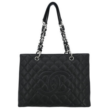 Chanel Black Caviar Grand Shopping Tote GST Chain Handbag