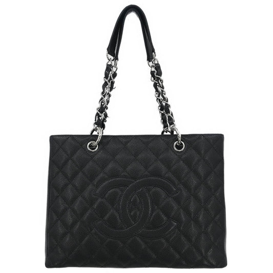 Chanel Black Caviar Grand Shopping Tote GST Chain Handbag