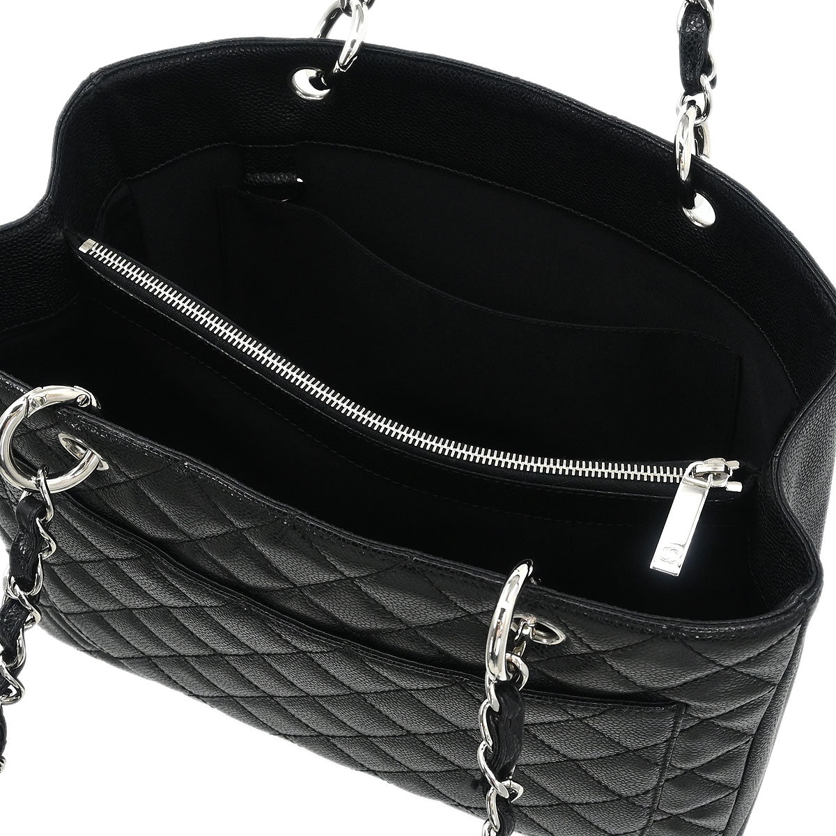 Chanel Black Caviar Grand Shopping Tote GST Chain Handbag
