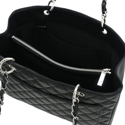 Chanel Black Caviar Grand Shopping Tote GST Chain Handbag