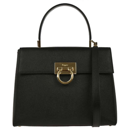 Salvatore Ferragamo Black Gancini 2way Shoulder Handbag