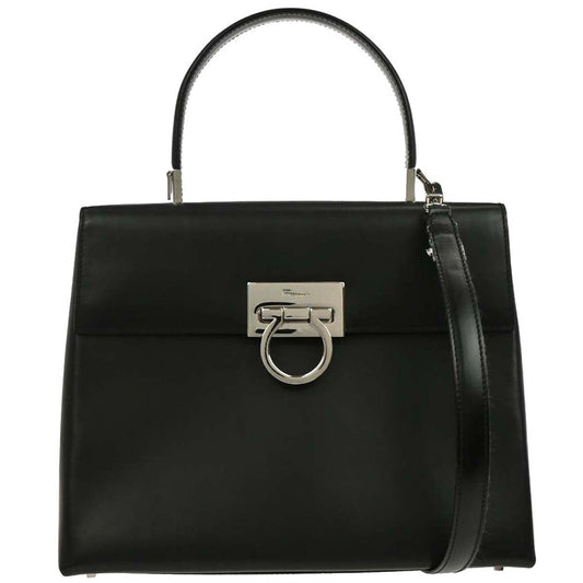 Salvatore Ferragamo Black Gancini 2way Shoulder Handbag