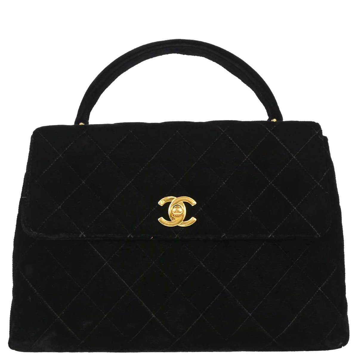 Chanel 1996-1997 Black Velvet Kelly Handbag
