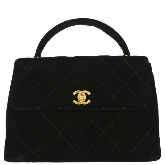 Chanel 1996-1997 Black Velvet Kelly Handbag