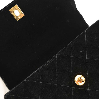 Chanel 1996-1997 Black Velvet Kelly Handbag