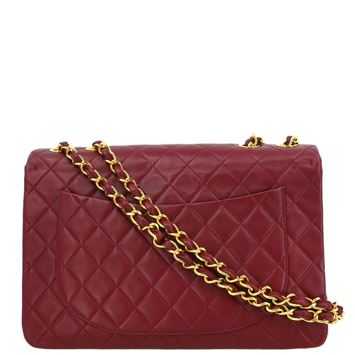 Chanel 1991-1994 Bordeaux Lambskin Maxi Classic Flap Shoulder Bag
