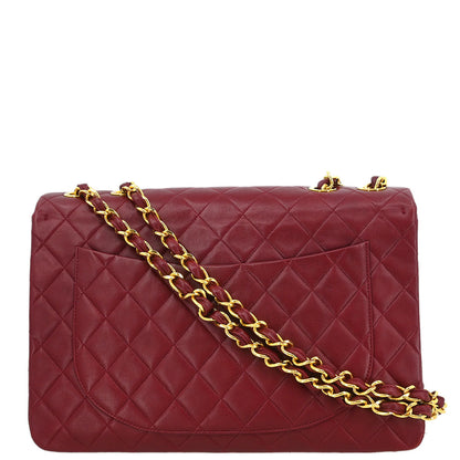 Chanel 1991-1994 Bordeaux Lambskin Maxi Classic Flap Shoulder Bag