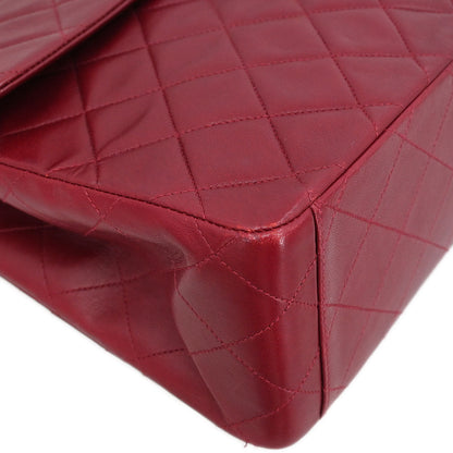 Chanel 1991-1994 Bordeaux Lambskin Maxi Classic Flap Shoulder Bag