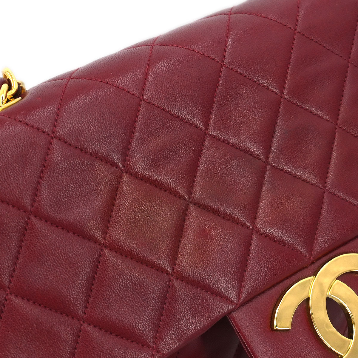 Chanel 1991-1994 Bordeaux Lambskin Maxi Classic Flap Shoulder Bag