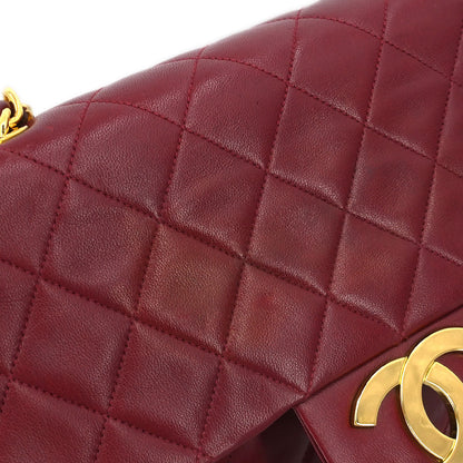 Chanel 1991-1994 Bordeaux Lambskin Maxi Classic Flap Shoulder Bag
