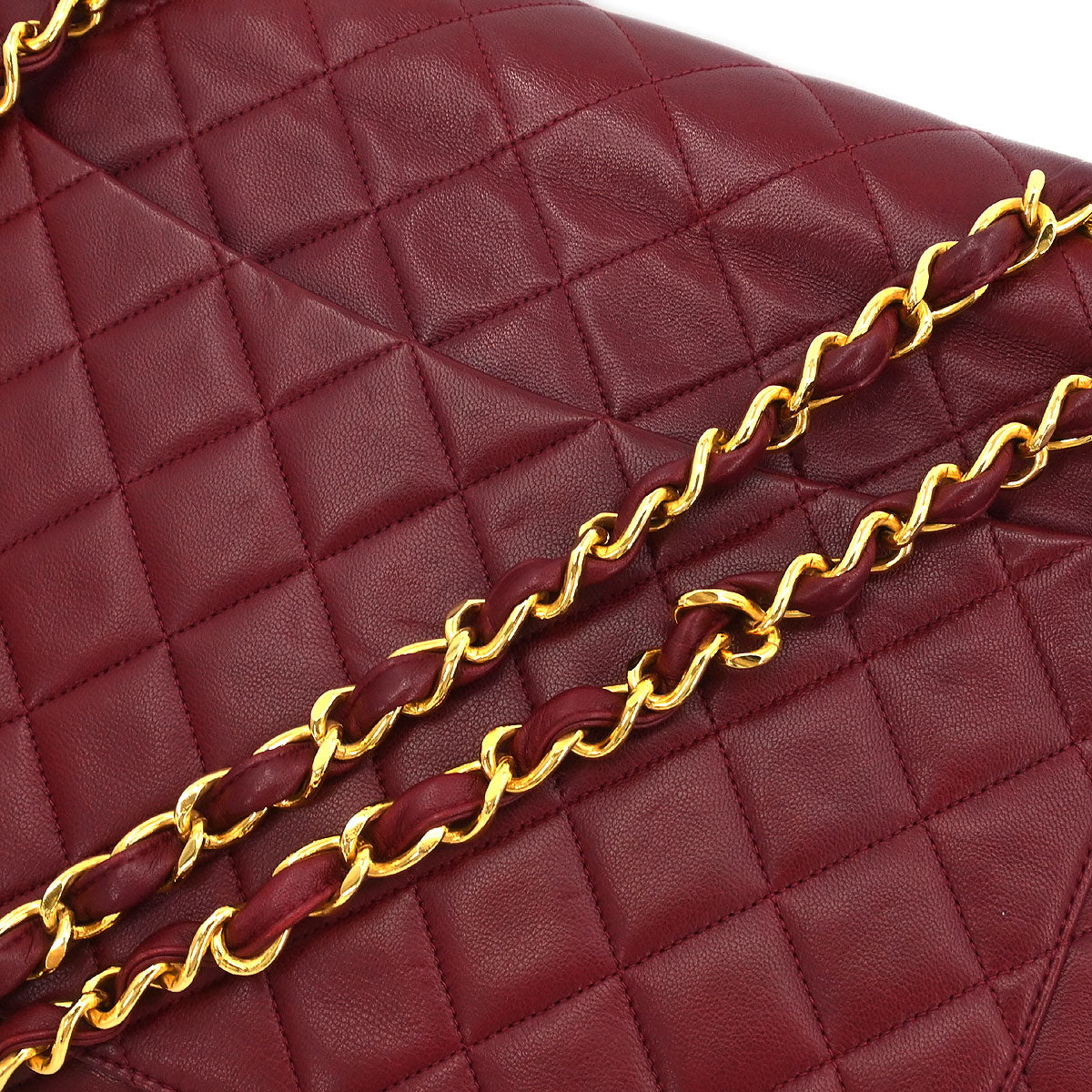 Chanel 1991-1994 Bordeaux Lambskin Maxi Classic Flap Shoulder Bag