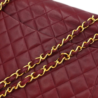 Chanel 1991-1994 Bordeaux Lambskin Maxi Classic Flap Shoulder Bag