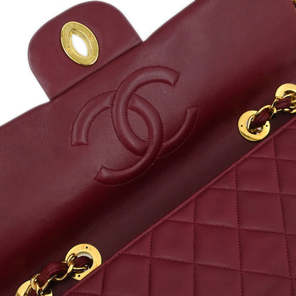 Chanel 1991-1994 Bordeaux Lambskin Maxi Classic Flap Shoulder Bag
