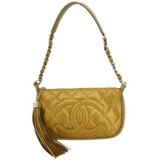 Chanel Gold Caviar Fringe Handbag
