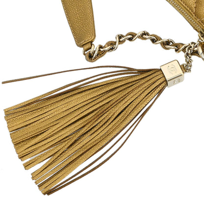 Chanel Gold Caviar Fringe Handbag