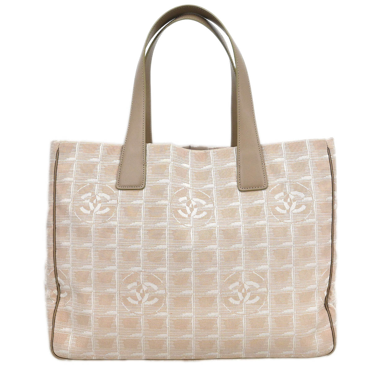 Chanel Beige Jacquard Nylon New Travel Line Tote Handbag