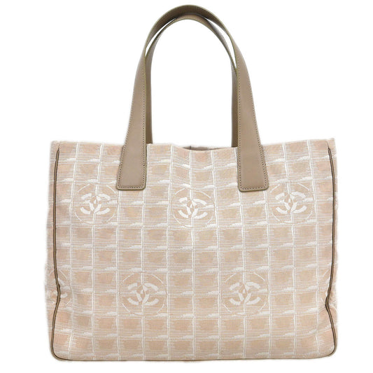 Chanel Beige Jacquard Nylon New Travel Line Tote Handbag