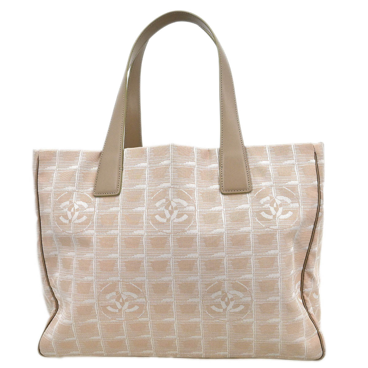 Chanel Beige Jacquard Nylon New Travel Line Tote Handbag