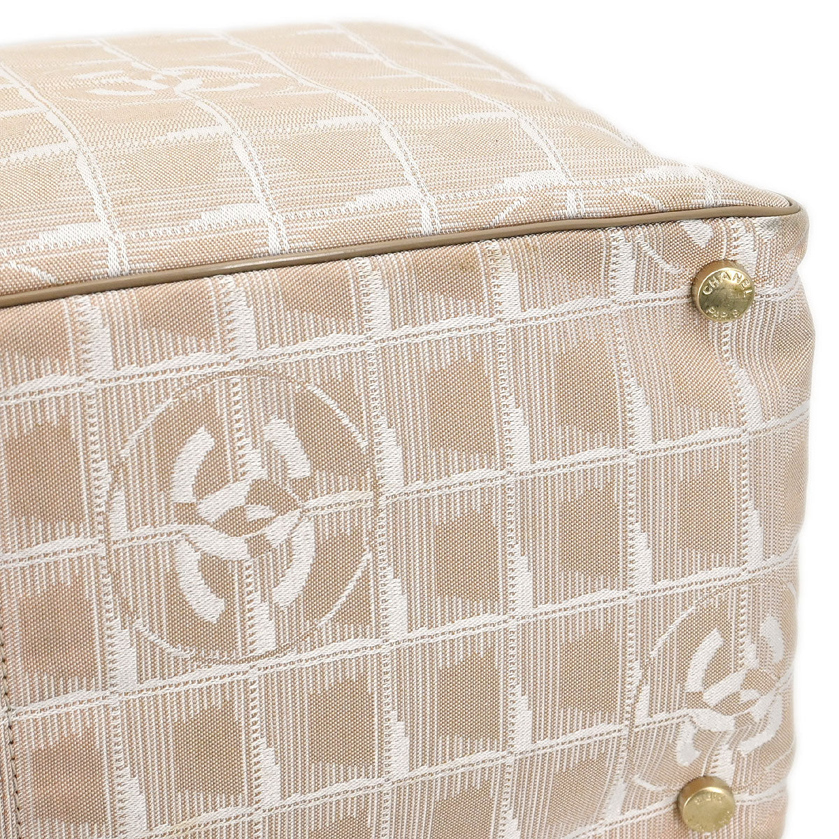 Chanel Beige Jacquard Nylon New Travel Line Tote Handbag