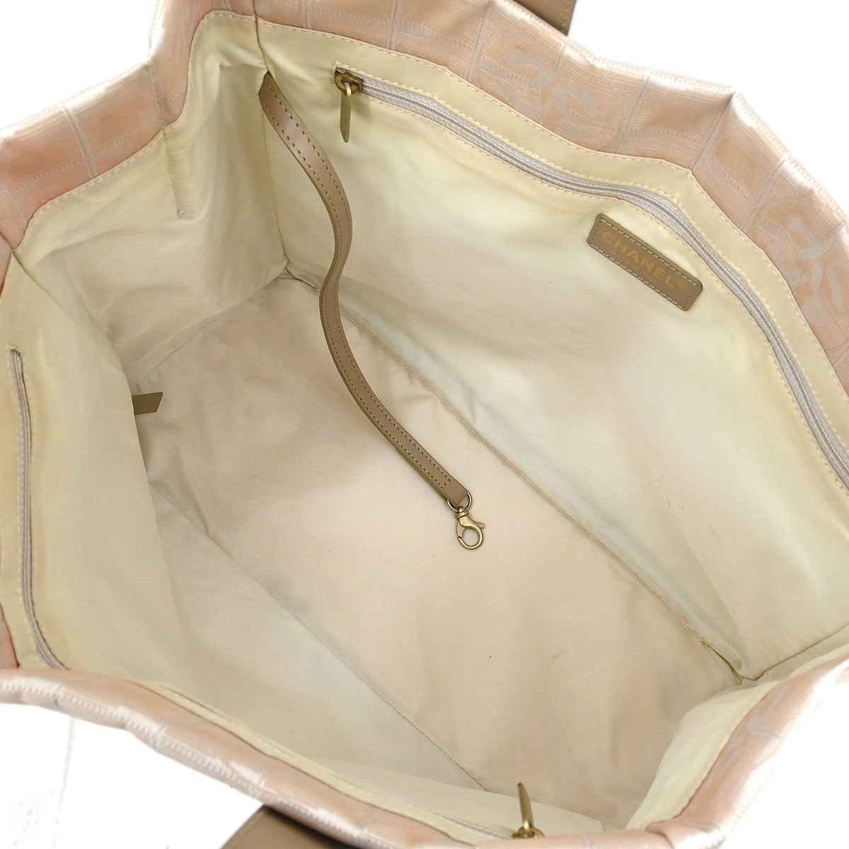 Chanel Beige Jacquard Nylon New Travel Line Tote Handbag