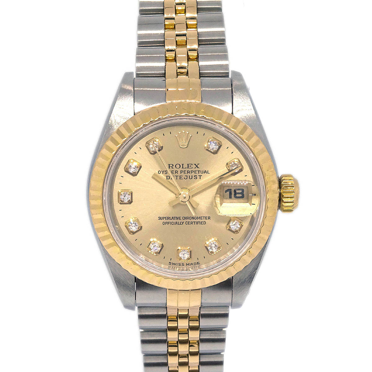 Rolex Oyster Perpetual Datejust 26mm Ref.69173G Watch 18KYG SS Diamond